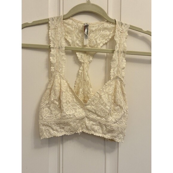 Free People Womens Gallon Lace Floral Nude Racerback Lace Bralette Size  S/P - Picture 9 of 12